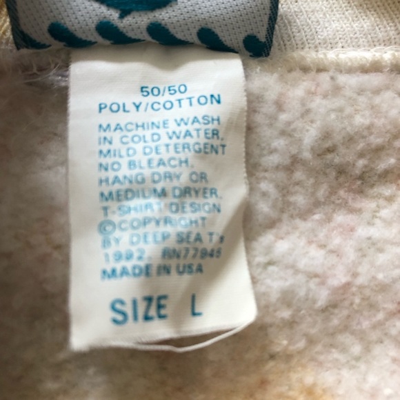 Vintage 90’s TIGER AOP Deep Sea T’s Sweatshirt Adult Unisex Large Made in USA - Picture 12 of 12